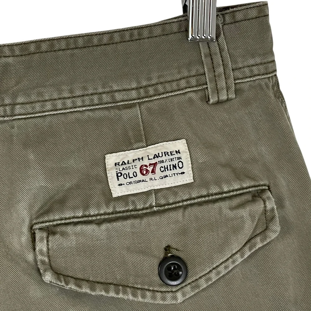 Polo Ralph Lauren Mens Classic Polo 67 Chino Cargo Shorts Olive Green Size 30